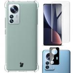 Etui + 2x folia + obiektyw Bizon Case Clear Pack do Xiaomi 12 Pro, przezroczyste