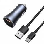 Ładowarka samochodowa Baseus Golden Contactor Pro 1xUSB-A, 1xUSB-C, PD 3.0, QC 4.0 + kabel, niebieska