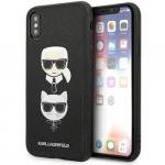 Etui Karl Lagerfeld Hard Case Saffiano Karl and Choupette Head do iPhone Xs / X, czarne