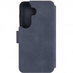 Etui zamykane z naturalnej skóry Fixed ProFit do Galaxy S25, niebieskie