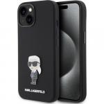 Etui Karl Lagerfeld Silicone Ikonik Metal Pin do iPhone 15, czarne