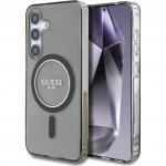 Etui Guess Glitter Circle Classic Logo do MagSafe do Galaxy S25, czarne