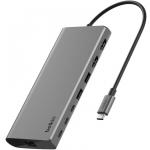 Stacja, hub Belkin Connect USB-C 8-in-1 Dual Display Core 10Gb/s 100W, srebrna
