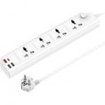 Listwa zasilająca/ przedłużacz Yesido Power Socket MC22 8w1 , 4x gniazdo sieciowe Schuko, 1x USB-C, 2x USB-A, wraz z kablem 3m, biała