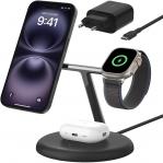 Ładowarka indukcyjna Belkin Boost Pro 3-in-1 Qi2 15W dla Apple Watch / AirPods / iPhone z MagSafe +PSU WIZ023, czarna