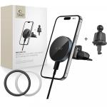Uchwyt samochodowy z ładowaniem indukcyjnym do kratki nawiewu / slotu CD do MagSafe Tech-Protect MM15W-V5, 15W, czarny