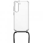 Etui FIXED Pure Neck do Galaxy S23, przezroczyste ze smyczą czarną