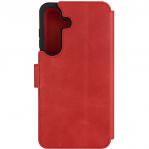 Etui zamykane z naturalnej skóry Fixed ProFit do Galaxy S25 Plus, czerwone