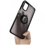 Etui z uchwytem na palec Bizon Case Hybrid Ring do Motorola Moto G22 / E32 / E32s, przydymione z czarną ramką