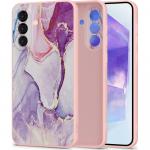 Etui silikonowe Tech-Protect Icon do Galaxy A56 5G, różowe z marmurowym wzorem