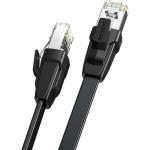 Kabel sieciowy płaski LAN Ethernet Ugreen RJ45 Cat 8 U/FTP, 256 Gbps, 1m, czarny