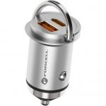 Ładowarka samochodowa Forcell F-Energy Mini 20W, USB-C, USB-A, PD, QC 3.0, srebrna
