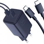 Ładowarka sieciowa 3mk Hyper Charger PD 45W, 2x USB-C, QC, PPS + 2x kabel USB-C, czarna