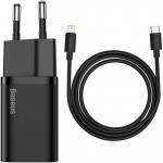 Ładowarka sieciowa Baseus Super Si USB-C 20W +kabel Lightning, czarna