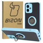 Etui z uchwytem na palec Bizon Case Hybrid Ring do Motorola Moto G54 5G/G54 Power, przydymione z jasnoniebieską ramką