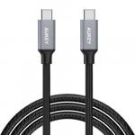 Kabel nylonowy Aukey USB-C do USB-C, PD, 480Mbps, 1m, czarny