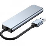 Hub, adapter Tech-Protect V0, 5w1 1x USB-A 3.0, 3x USB-A 2.0, 1x USB-C, szary