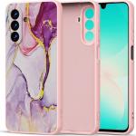 Etui silikonowe Tech-Protect Icon do Galaxy A26 5G, różowe z marmurowym wzorem