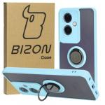 Etui z uchwytem na palec Bizon Case Hybrid Ring do Oppo A79 5G, przydymione z jasnoniebieską ramką