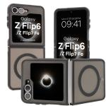 Etui z pierścieniem magnetycznym Bizon Case Eclipse do Galaxy Z Flip7 FE / Z Flip6, przydymione z czarną ramką