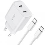 Ładowarka sieciowa Tech-Protect C20W 2-PORT Network PD 20W USB-C + kabel USB-C, biała