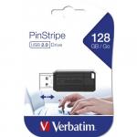 Pendrive USB-A 2.0 Verbatim PinStripe 128GB, czarny