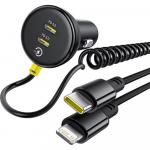 Ładowarka samochodowa Baseus Circular 2x USB-C PD 3.0, 60W + kabel Lightning, USB-C, czarna