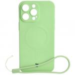 Etui silikonowe z pierścieniem magnetycznym Bizon Case Silicone Magnetic do iPhone 14 Pro Max, jasnozielone