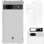 Etui + 2x szkło + obiektyw Bizon Case Clear Pack do Google Pixel 7A, przezroczyste