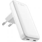 Ładowarka sieciowa z wymiennymi końcówkami Fixed Slim Traveller 45W 2x USB-C PD 3.0 GaN, EU, USA, UK, AUS, biała