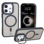 Etui z podstawką i pierścieniem magnetycznym Bizon Case Eclipse do iPhone 16 Pro, przydymione z czarną ramką