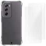 Elastyczne etui + 2x folia na ekran Bizon Case Clear Pack do Oppo Reno12, przezroczyste