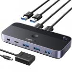 Przełącznik switch, rozdzielacz USB Ugreen CM662, USB 3.0, 3x USB-A, 1x USB-C + 2x kabel USB-A, czarny