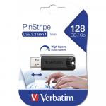 Pendrive USB-A 3.2 Gen 1, Verbatim PinStripe 128 GB, 5 Gb/s, czarny