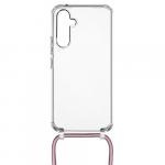 Etui FIXED Pure Neck do Galaxy A54 5G, przezroczyste ze smyczą różową