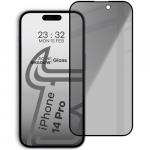 Prywatyzujące szkło hartowane Bizon Glass Edge Shadow do iPhone 14 Pro, przyciemniane z czarną ramką