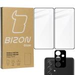 2x Szkło + szybka na aparat Bizon Edge Pack, Galaxy A52s 5G, A52 4G/5G, czarne
