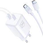 Ładowarka sieciowa 3mk Hyper Charger PD 45W, 2x USB-C, QC, PPS + 2x kabel USB-C, biała