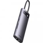 Hub, adapter Baseus StarJoy USB-C na 3x USB 3.1, USB-C PD 100W, RJ-45, SD/TF, HDMI 4k/60Hz, szary