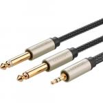 Kabel Ugreen audio mini jack 3,5 mm - 2x jack 6,35 mm, 1m, szary