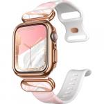 Etui z paskiem Supcase Cosmo Apple Watch 45/44 mm, marmurowe różowe