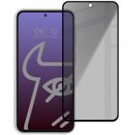 Prywatyzujące szkło hartowane Bizon Glass Edge Shadow do Galaxy M35 5G / A55 5G / A35 5G, przyciemniane z czarną ramką