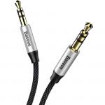 Kabel audio Baseus Yiven M30, AUX 3.5mm Mini Jack (2x męski) 1m, srebrno-czarny