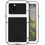 Etui pancerne + szkło LOVE MEI Powerful do iPhone 15 Plus, białe