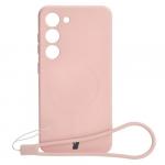 Etui silikonowe z pierścieniem magnetycznym Bizon Case Silicone Magnetic do Galaxy S23, jasnoróżowe