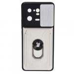 Etui Bizon Case Camshield Card Slot Ring do Xiaomi 13 Pro, białe