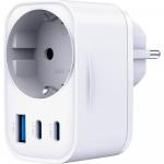 Ładowarka sieciowa 3mk Hyper Comfort Charger 30W, 1x USB-A QC 3.0, 2x USB-C PD, 1x Schuko, biała