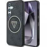 Etui Guess 4G Glitter Triangle Buttons MagSafe do Galaxy S25 Plus, czarne
