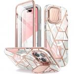 Etui pancerne Supcase i-Blason Cosmo Mag MagSafe SP Stand do iPhone 15 Pro, marmurowo-różowe
