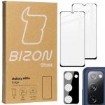 Szkło hartowane Bizon Glass Edge - 2 sztuki + ochrona na obiektyw, Galaxy A03s, czarne